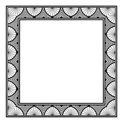 Art Deco Frame: Square art deco frame with fan pattern design. This classic, vintage border adds elegance to any project.
