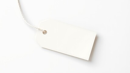 Blank white gift tag with string on white background