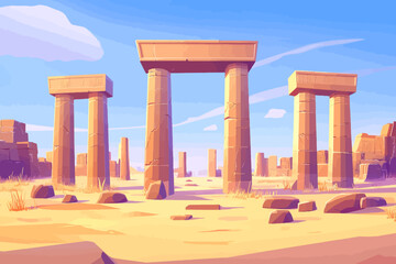 Fototapeta premium Temple in desert landscape 