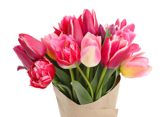 Bouquet of beautiful tulips isolated on white