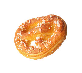 Tasty pretzel with salt isolated on white