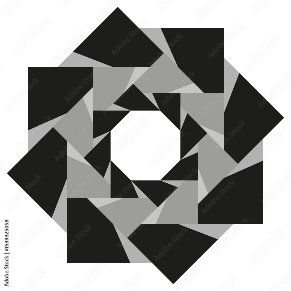Poster polygon star shape. geometric cut form. layered angular figure. vector black object.