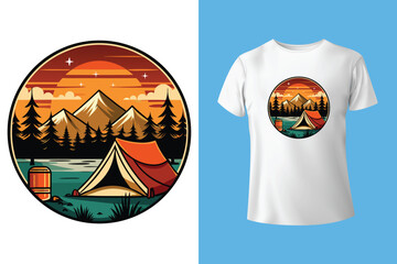 camping illustration desert graphic cactus design landscape badge adventure vintage outdoor