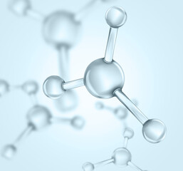 Collagen molecules on light background. Skincare cosmetic solution, serum or essence