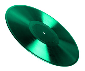 One color vinyl record on white background