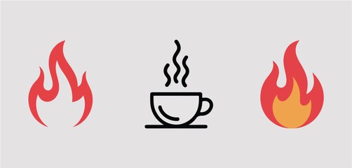 A graphic illustration showing flames on either side of a hot coffee cup on a neutral background