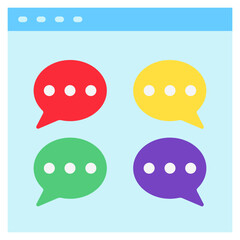 Chat Log flat color, mini illustration icon. use for modern concept, print, UI, UX kit, web and app development. Vector related to product offering, marketing, business.