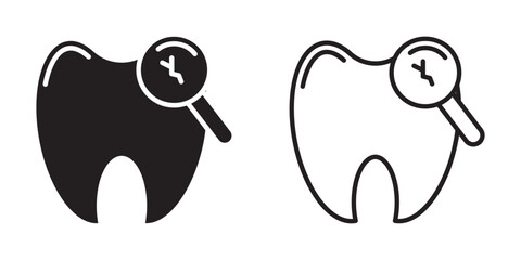 damaged teeth icon on whiite background