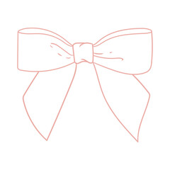 Decorative bow. Gift ribbon drawings, Hand-drawn silk ribbon accessory. Decoration, gift.