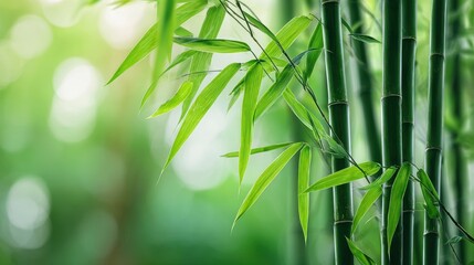 Green Bamboo Leaves in Nature