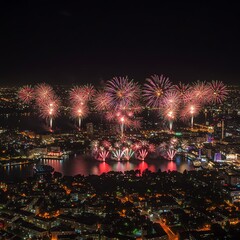 City Fireworks Display at Night