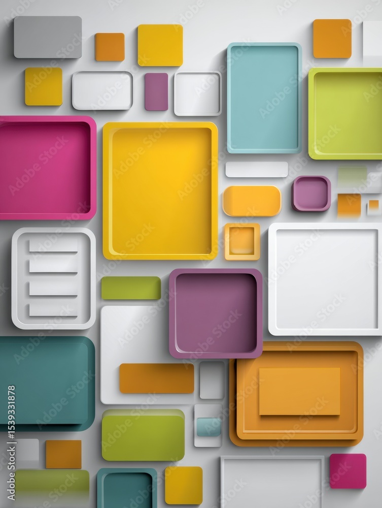 Aufkleber Bright Modular Infographic Layout Template With Various Colored Blocks and Shapes