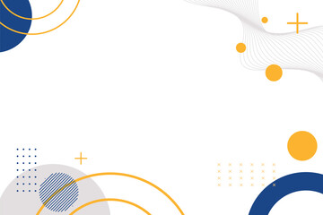 Abstract white with blue and yellow memphis geometric circle element for business banner background. Can be used for landing page, book covers, brochures, banners, presentation and wallpaper