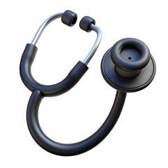   3d black stethoscope isolated on white background