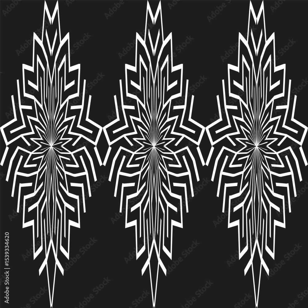 Poster spiky vertical pattern. sharp abstract shape. vector symmetry element. black white contrast.