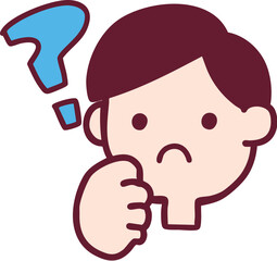 疑問を持つ男性のシンプルで可愛いイラスト