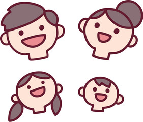 家族のシンプルで可愛いイラスト