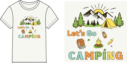 Let's go camping t-shirt design vector illustration