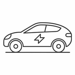 Electric car line art. Car vector illustration. 