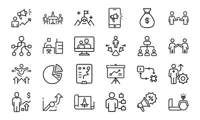 Modern business icons a comprehensive set for marketing strategy and management visualizations