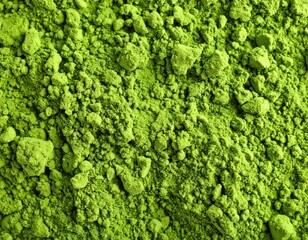 Close-up view of vibrant green matcha powder.  A textured surface of finely ground particles