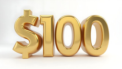 Elegant golden illustration representing a one hundred dollar value on white