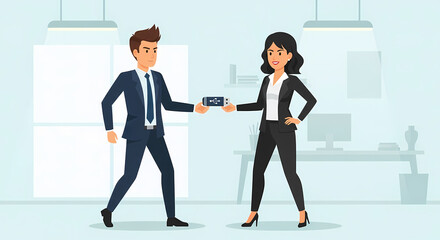 Fototapeta premium Office Life Creative Flat Vector Illustrations of Modern Work, Remote Routines, Humor, Productivity, Technology, and Daily Corporate Moments