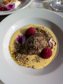 Chocolate dessert with fruits