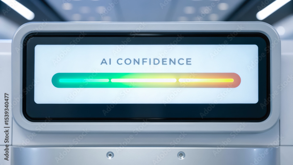 Poster ai confidence meter on futuristic digital screen indicating customer support system with advanced ai