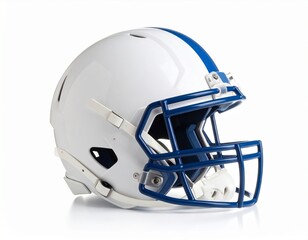 Fototapeta premium side view white and blue football helmet mockup on white background,
