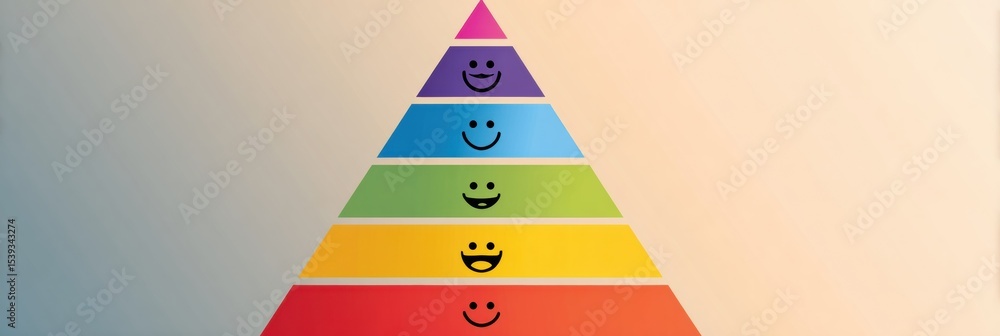 Poster Understanding the Pyramid of Emotional Needs Through Colorful Layers Representing Various Levels of Happiness and Fulfillment