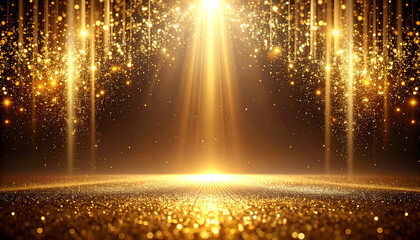Empty space with golden lighting against a luxurious golden background.