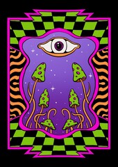 Mushroom eyes trippy psychedelic illustration