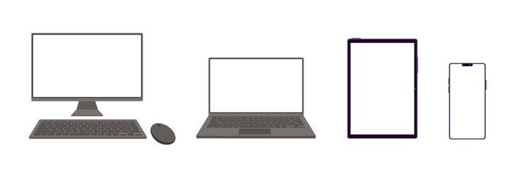 正面から見た電子機器のイラストセット