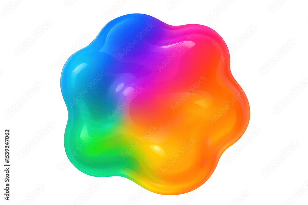 Poster abstract colorful blob with vivid rainbow colors, isolated on transparent background, perfect for cr