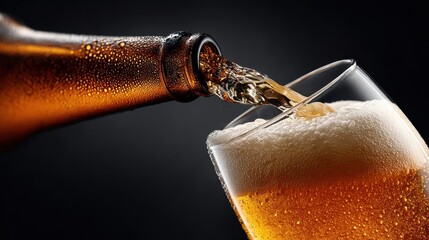 Pouring Cold Beer into a Glass