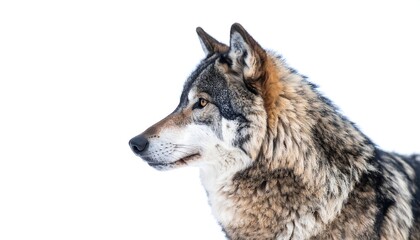 Fototapeta premium Gray Wolf Profile with Winter Snow.
