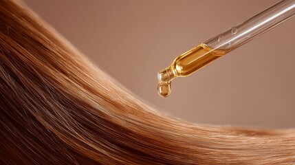 茶色の髪に垂らすヘアオイル