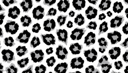 Fototapeta premium Black and White Snow Leopard Print Design