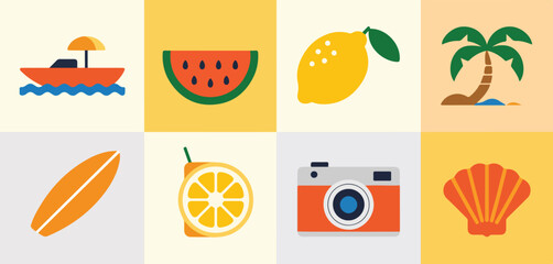 summer icons set