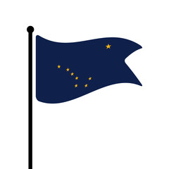 Flag of Alaska us. Alaska flag vector illustration icon design. Fluttering flagpole flag.