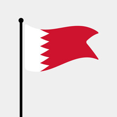 Obraz premium Flag of Bahrain. Bahrain flag vector illustration icon design. Fluttering flagpole flag.