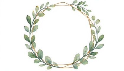 Delicate floral wreath with geometric gold lines.