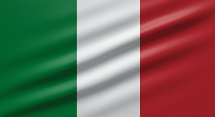 Obraz premium Italian flag with vibrant green, white, and red vertical stripes, showcasing a fluid, dynamic appearance with soft lighting.