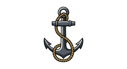 Anchor with rope nautical marine sea ocean symbol