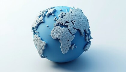 Detailed 3d model of a cracked earth globe.