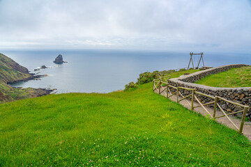 Tagarete viewpoint with sea view and swing on the Azorean island of Santa Maria-Portugal.