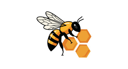 Honeybee and honeycomb illustration, natural organic product