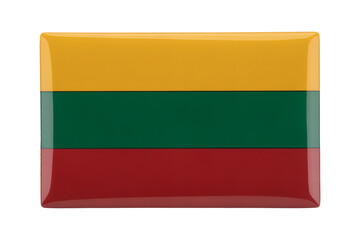 Fototapeta premium Glossy Lithuanian Flag Pin - A Collectible Enamel Badge with Vibrant Colors, Perfect Souvenir or Gift