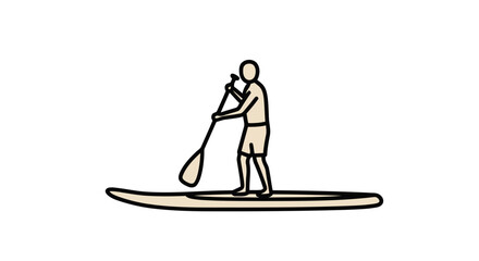 Person stand up paddle boarding line art